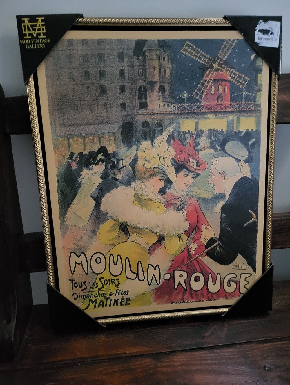Brand New Never Used Vintage Print Moulin Rouge Gold Frame